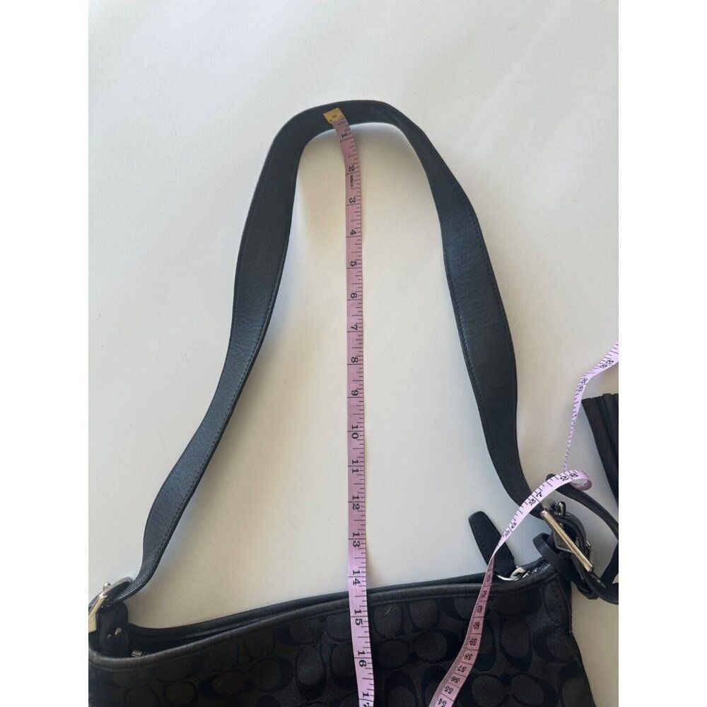 Coach Signature Canvas and Leather Shoulder Bag with Tassel Detail - Picture 9 of 16